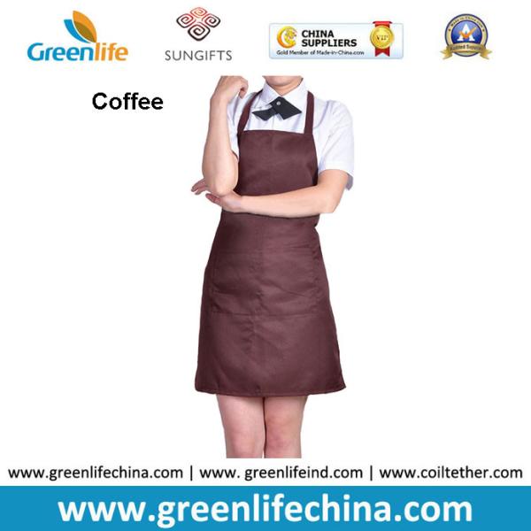 Dirty resistant coffee color unisex working apron with 2pockets for coffee shop waiters