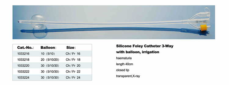 Factory Price Disposable 100% All Silicone Triple Lumen Urinary Catheter 3 Way Silicone Foley Catheter