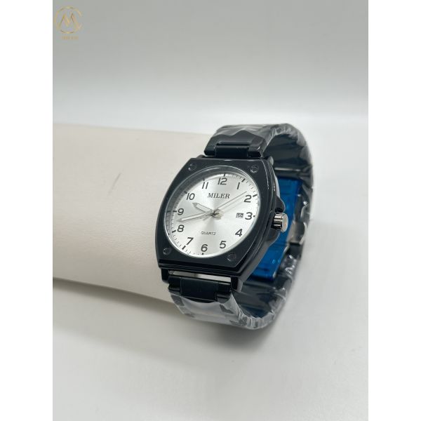 High Quality Luxury Black Case Stainless Steel Strap Waterproof Quartz Watch