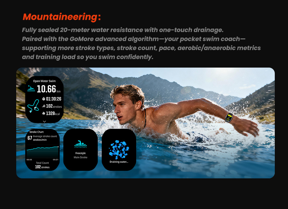 GPS Smart Watch C32 Pro 2ATM Waterproof Sports Watch Barometer Altimeter Compass 100+ Fitness Modes Running Cycling Answer Call