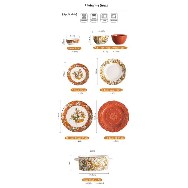 Turkish Style Porcelain Dinnerware Sets With Under Glazed Technique And Floral Design