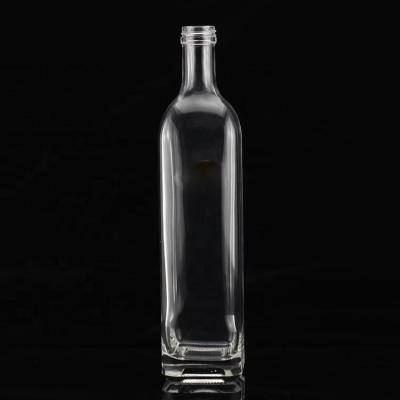 Garrafa de vidro quadrada de 500 ml de azeite extra virgem com manuseio de superfície personalizado