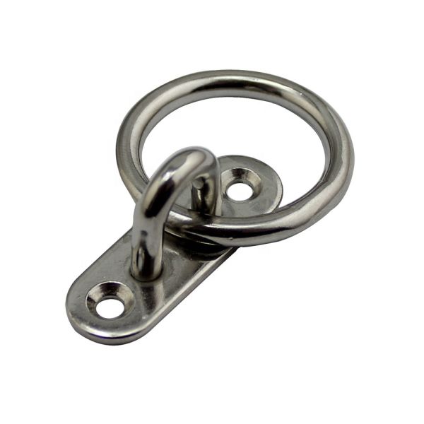 Heavy Duty Marine Stainless Round Ring Attached Oblong Eye Plate