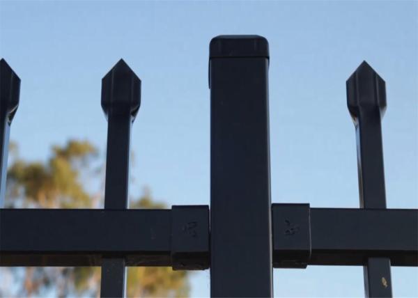 PVC coated black color Rail steel panel fence for Australia market / Temporary Swimming pool fence / Ornamental wrought