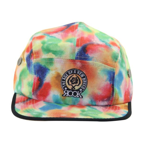 Tie Dye Printing Custom Floral 5 Panel Camp Caps For Ladies Fashionable