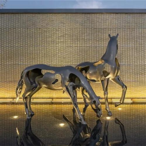 Outdoor Art Statue Polish Garden Stainless Steel Horse Animal Sculptures