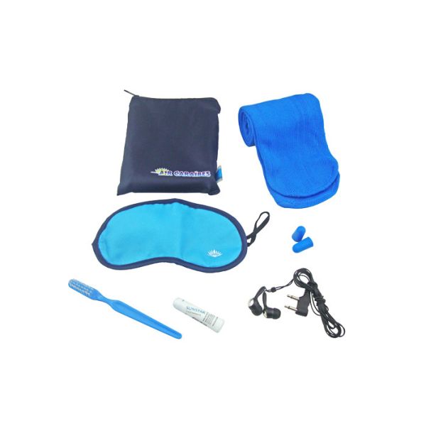 Lightweight Polyester Pouch Travel Kits For Flying , Thermal Transfer Logo Printing