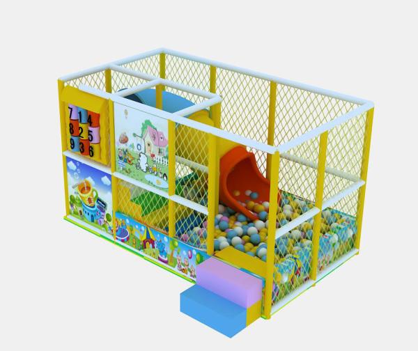 PVC Coated Soft Indoor Playground High Rise Trampoline With Plastic Slide Tube