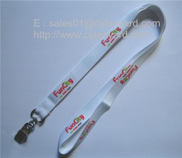 Swivel metal card jaw clip polyester lanyards, id badge lanyard with metal jaw clip,