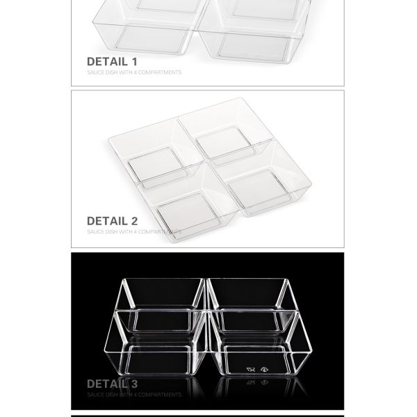BPA free disposable plastic candy 4-compartment wheat straw containers for dessert
