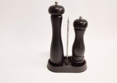 Manual Sustainable Wood Black Wooden Salt And Pepper Grinder Set