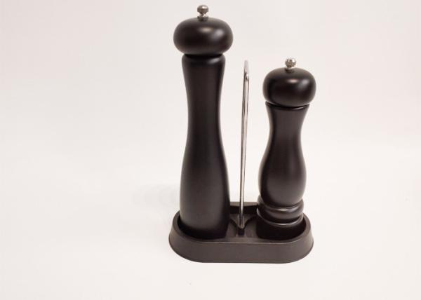Manual Sustainable Wood Black Wooden Salt And Pepper Grinder Set