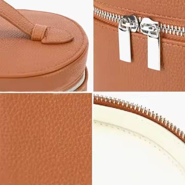 Custom Logo Leather Travel Makeup Case Toiletry Bag With Removable Compartment