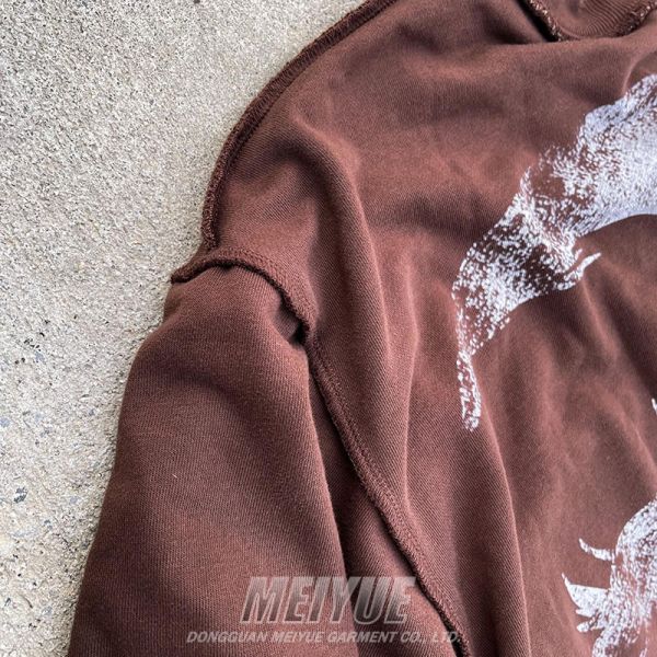 Logotipo de impresión DTG personalizado de doble capa Waffle Manga larga 100% de algodón Camiseta de calle de hombres suéter de gran tamaño camiseta para hombres