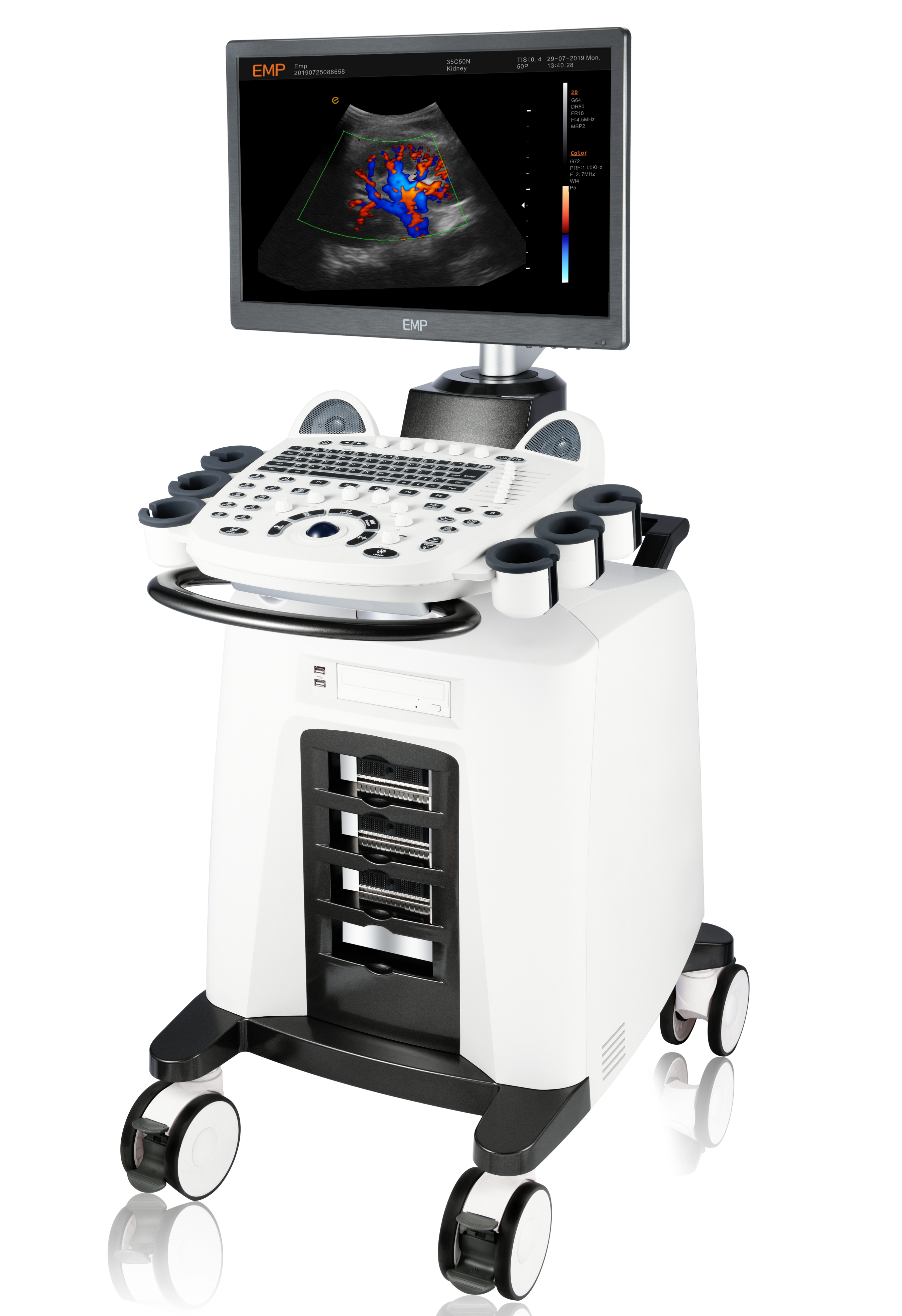 Sistema de máquina de ultrasonido Doppler color transcraneal de imagenología clínica con 3 puertos de sonda