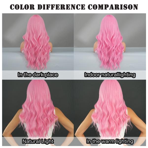 Fashion Long Body Wave Hair Pink Synthetic Wigs For Women