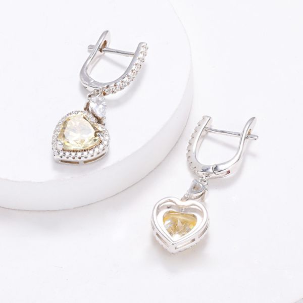 OEM Love Heart Diamond Earrings 925 Sterling Silver Love Heart Earrings