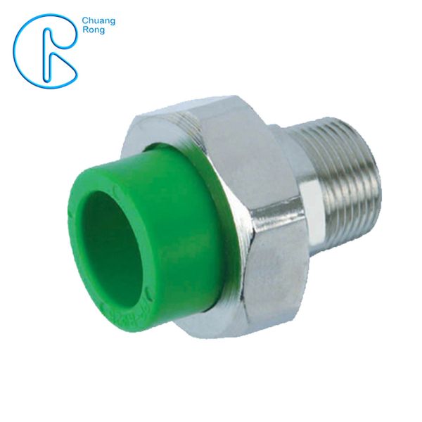 Green Plastic PPR pipe fitting Male Reducing Coupling with union