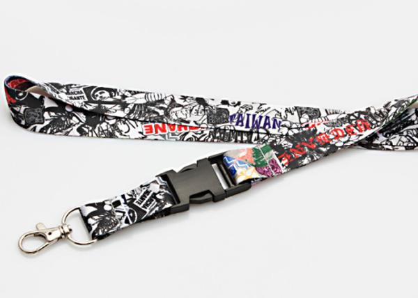 Eco Friendly Custom Cotton Lanyards Heat Transfer Printing / Jacquard Logo