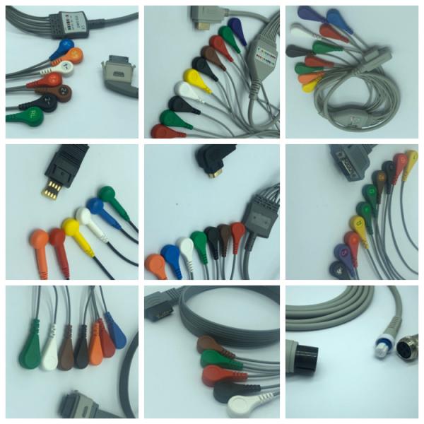 Compatible Biomedical BI9800/BI9000 Holter 7 Leads ECG Cable with Snap/Clip IEC/AHA Type for Patient Monitor