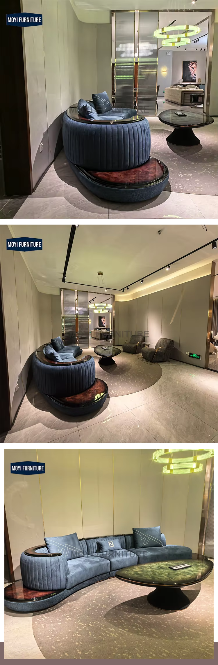 Latest Brand High Quality Customized Semi-curved Sofa Curved Circular Sofa with Marble Side Table Big Curved Couch Sofa