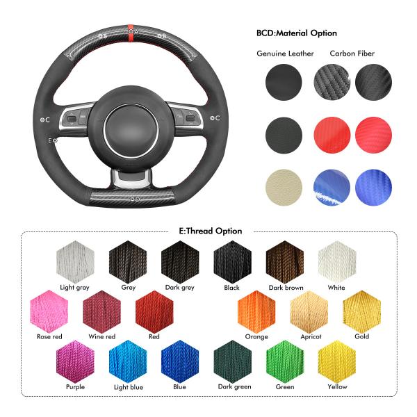 Hand Sewing Carbon Suede Steering Wheel Cover for Audi A3 8P S3 R8 GT TT TTS RS Spyder