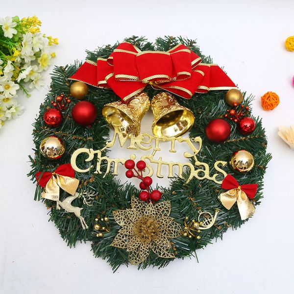 Plush Cloth and Plastic Christmas Pinecone Wreath for Outdoor Christmas Decorations
