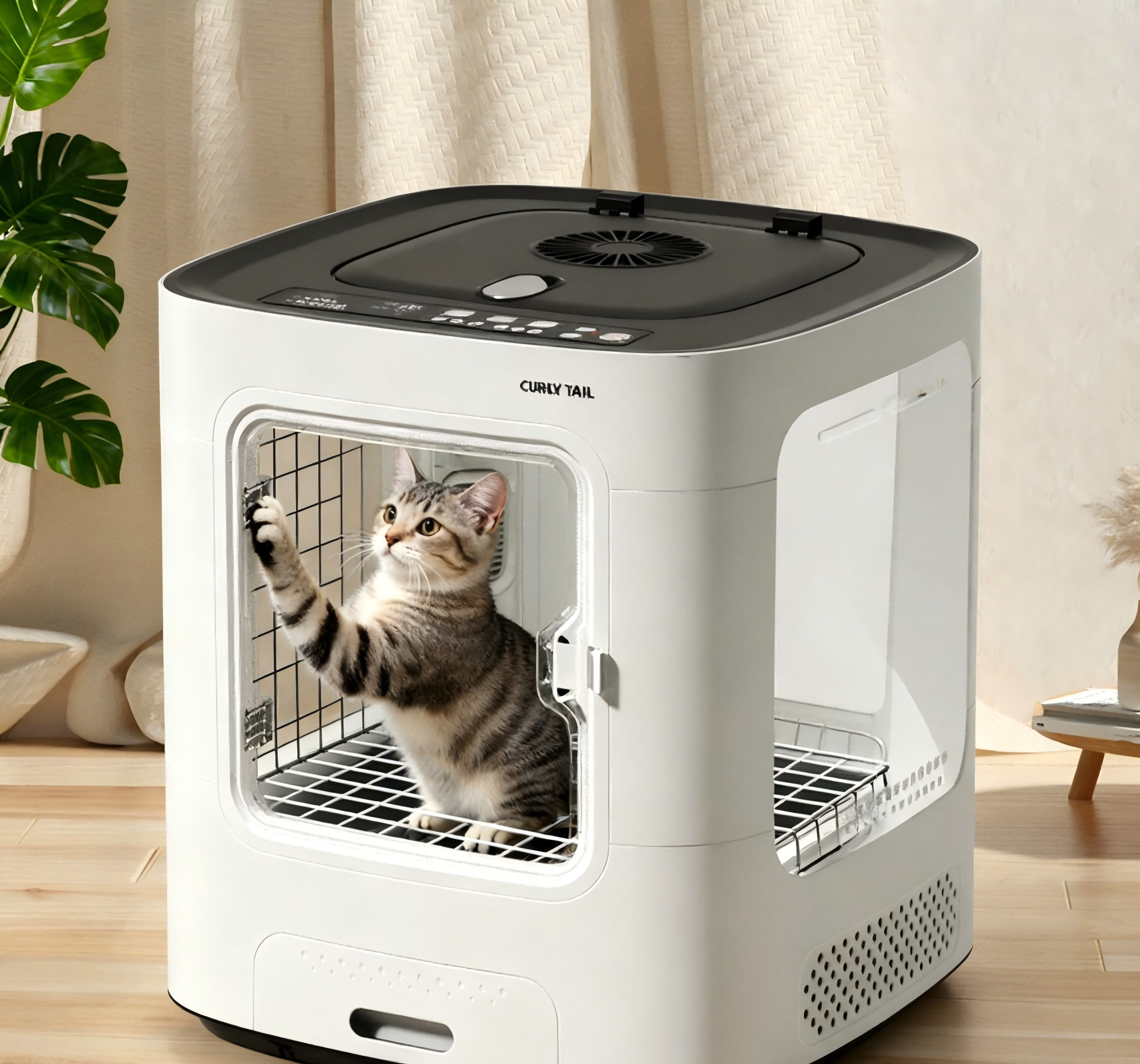 Safe Automatic Plastic Pet Drying Box with Transparent Door Temperature Control Ventilated Design Quiet Operation & Easy Clean