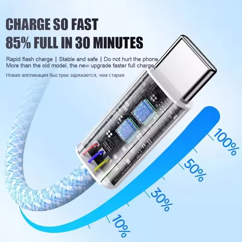 3A Fast Charging Type-C to Type-C Cable For iPhone15 Charger 60W USB-C Charging Cable