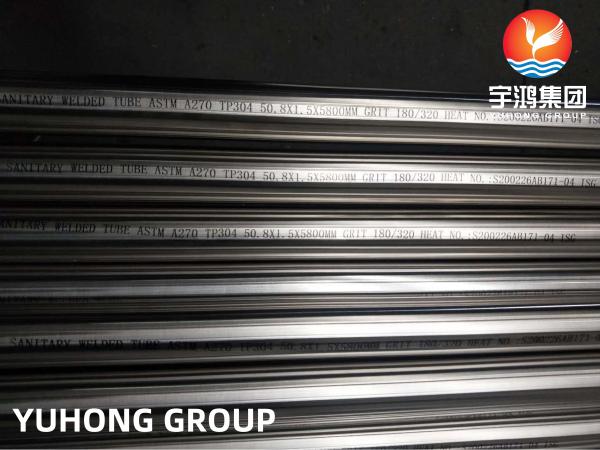 O GRÃO SOLDADO DE AÇO INOXIDÁVEL SANITÁRIO DO TUBO DE ASTM A270/270M TP304 LUSTROU
