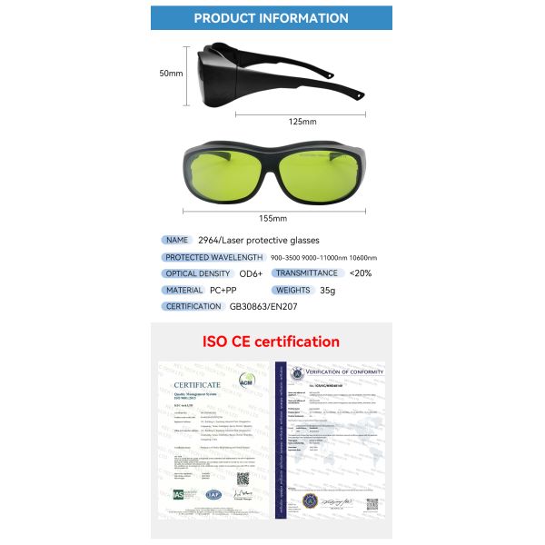Laser protection safeti glasse goggles glasses laser lenses Laser glasses protection 900-3500nm 9000-11000nm 10600nm laser protector laser protective 532 glasses laser protection laser welding glasses