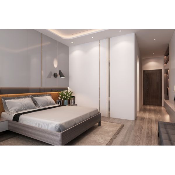 Modern Design MR HDF Board White Lacquer Wooden Wardrobes for Clothes Storage Cabinets