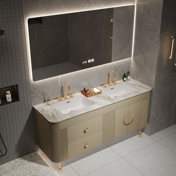 Customized Width PVC/Lacquer Door Finish American Style Bathroom Vanity for Modern Home