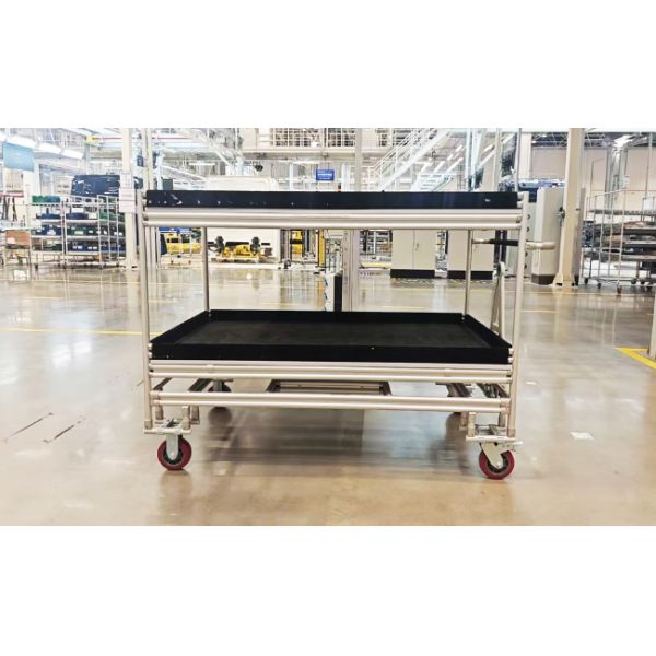 Third Generation Aluminum Alloy Lean Pipe Material Rack For Automotive Parts Lean Tube Trolley Rack For Auto Parts Storage and Transportation