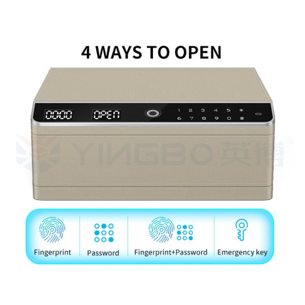 Single-Tier Leather-Wrapped Jewelry Safe with Biometric Lock & Steel Body