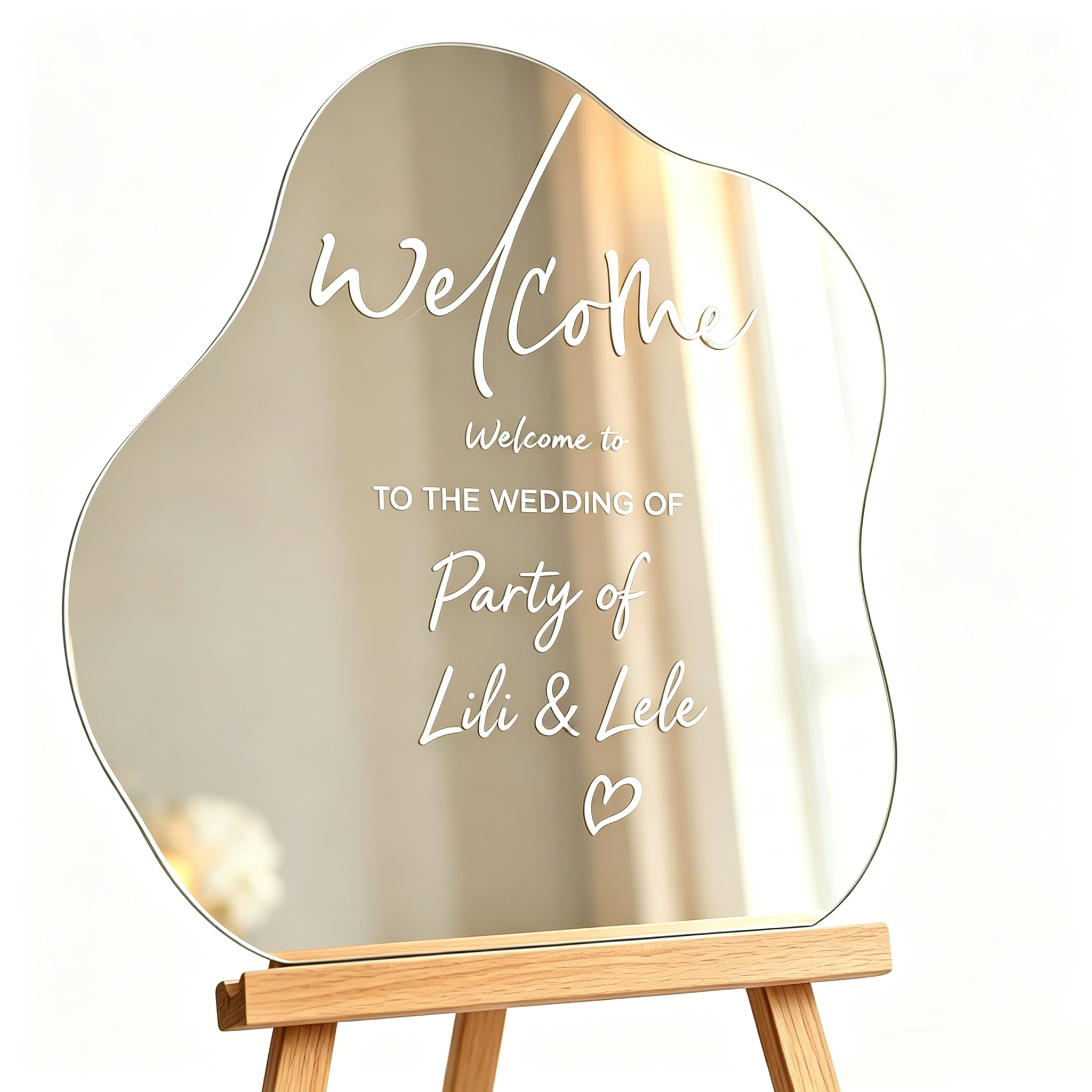 18x 24 Cloud Shaped Acrylic Mirror Welcome Sign Irregular Selfie Mirror for Wedding Entrance & Home Wall Decor