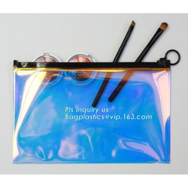 Eva Clear Vinyl Cosmetic Bag Slider Zipper Pencil Bag, Promotional Transparent Cosmetic PVC Bag Slider Zip Bags Clear Tr