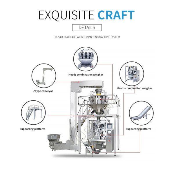 Multihead Weigher Vertical Packaging Machine for Food Granule Bean Seed Rice Dry Fruit