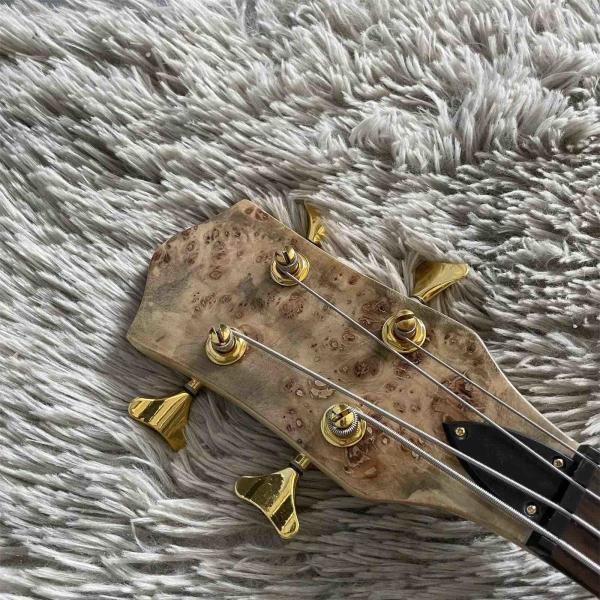 Custom 4 Strings Neck Through Body Alembic Style Electric Bass Guitar Tree Burl Top
