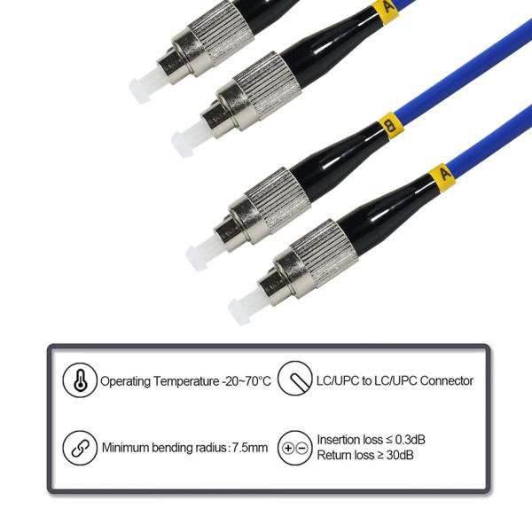 FC to FC Duplex Singlemode Fiber Optic Cable 9/125μm OS2