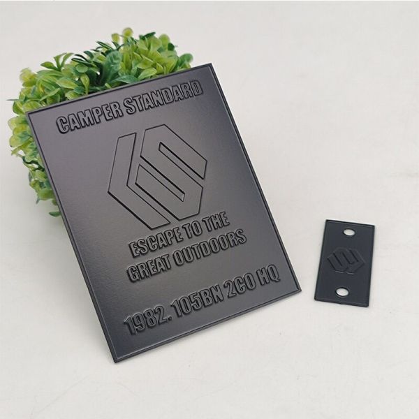 Black Matte Custom Stainless Steel Metal Sign 3D Effect Reversed Etched Logo Personalized Logo 