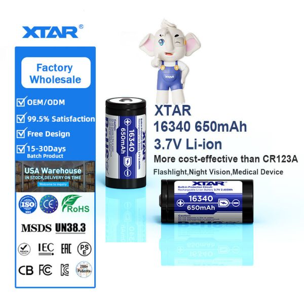 16340 Audio Lithium Battery 650mAh 800+  Cycles Li Ion Battery 650mAh