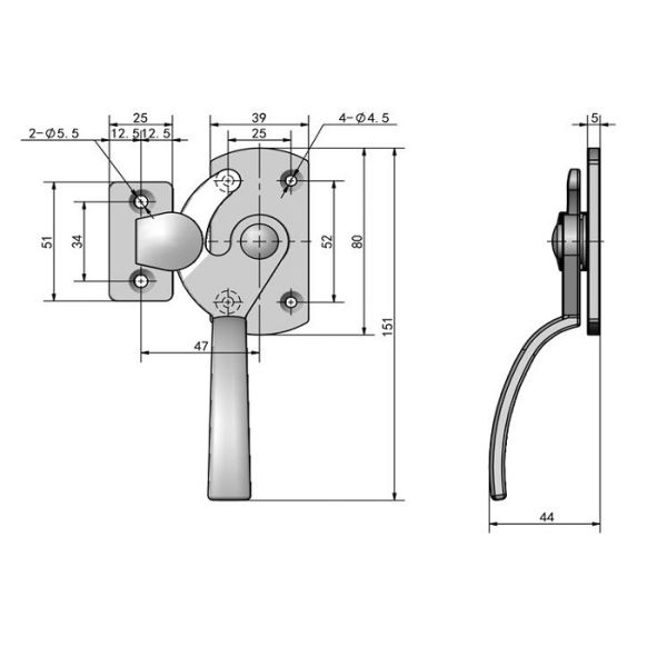 Загерметизированная звукоизоляционная защелка промышленной тележки холодильных установок шарнира холодильника тяги двери
