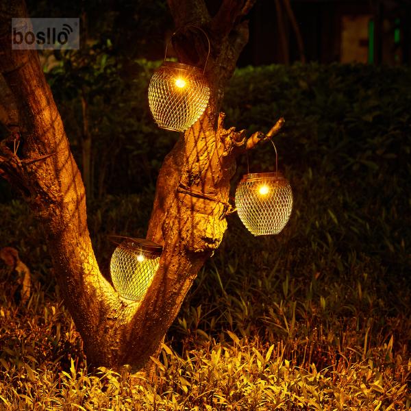 Weatherproof Solar Hanging Lights for Garden NIMH Rechargeable Battery 6000K White Light 3000K Warm Light