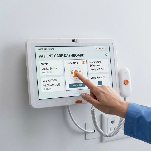 Hospital Bedside Information Tablet with Camera and Privacy Protection