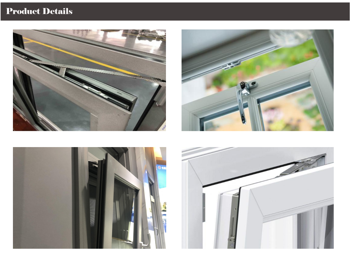 Tempered Safety Glass Aluminium Swing Window White Powder Coated Color