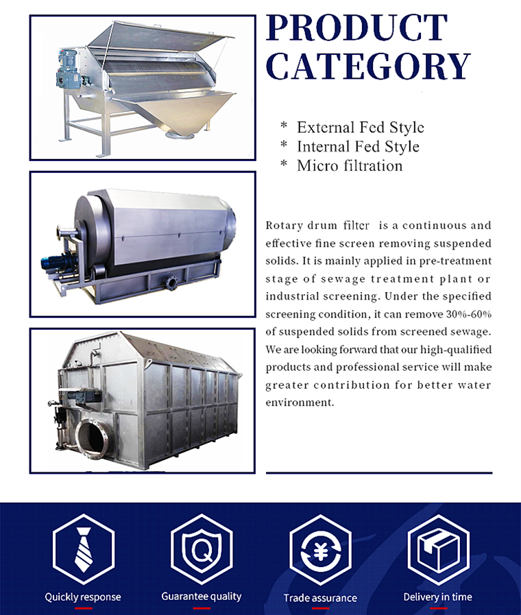 304 316 Industrial Waste Water Drum Filter Microfiltration Screen Rotary Sieve Machine