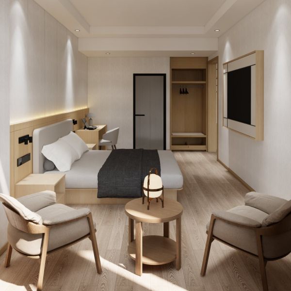 High Grade Hotel Bedroom Furniture Artificial Leather Eco - Friendly Panel