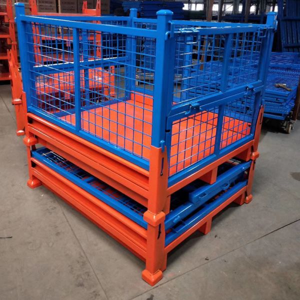 Collapsible Folding Stackable Metal Pallet Box Q235 Steel Warehouse Storage Cage