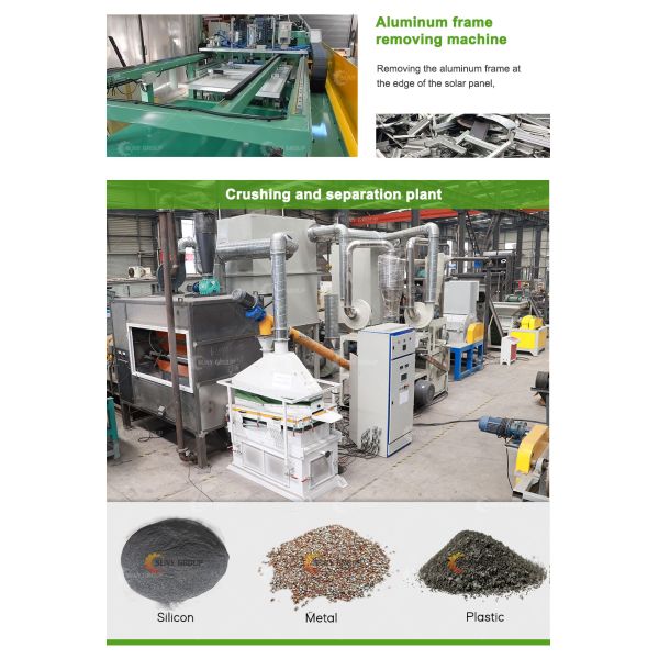 Usine de fabrication de panneaux photovoltaïques machine de recyclage du verre avec dimension de la machine 4 2 * 1,6 * 2,5m